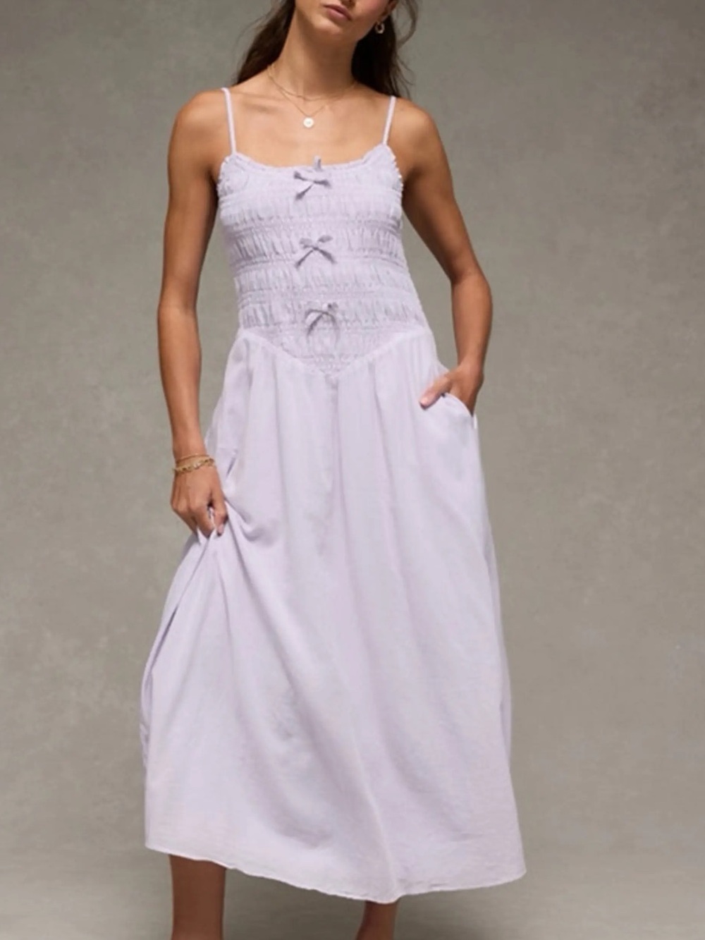 American eagle Bella Bow Midi Dress purple lavender size XS